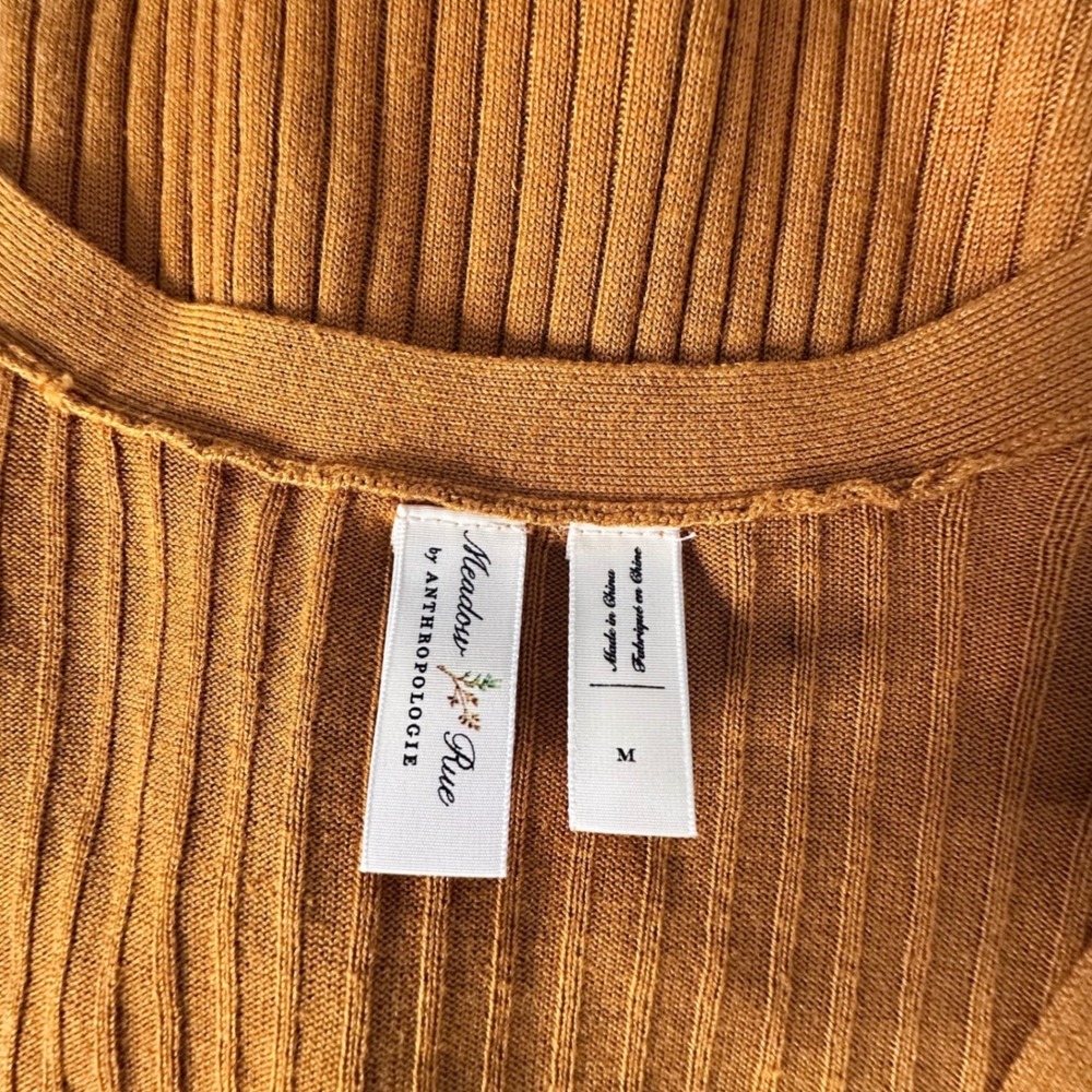 Meadow Rue Anthropologie Ribbed Knit Cardigan duster Ribbed Rust Brown - Picture 6 of 9